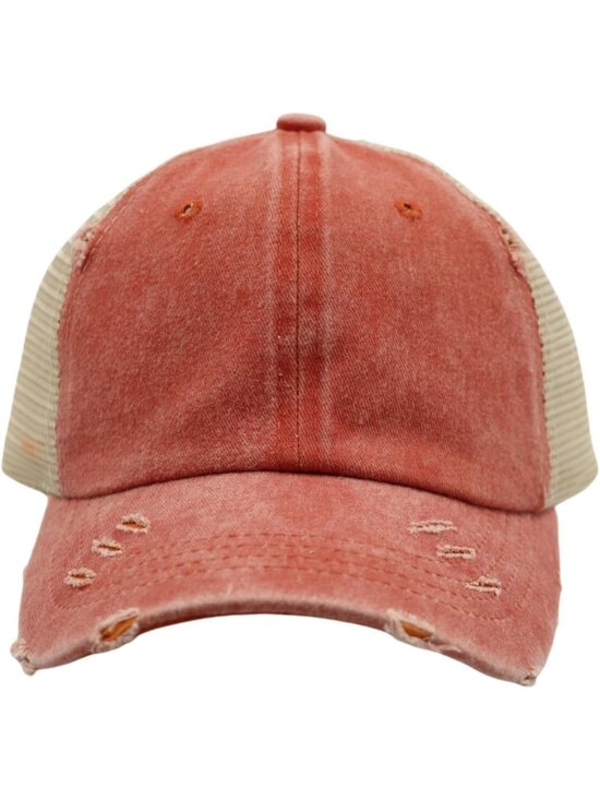 〽️Women Light Orange High Ponytail Baseball Cap Trucker Bad Hair Day Adjustable main image 6